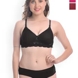 In-Curve Pack Of 3 Cotton Breathable Bra Panty Lingerie Set-picture-30