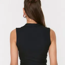 Trendyol Black Ribbed Knitted Regular Top image 5