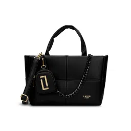 Lavie Luxe Black Synthetic Leather Solid Handbag with Detachable Strap image 1
