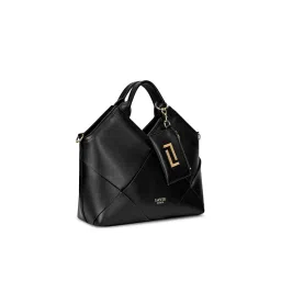 Lavie Luxe Black Synthetic Leather Solid Satchel with Detachable Strap image 2