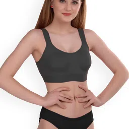 AROUSY Non-Padded Non-Wired Bra & Mid-Rise Briefs Set G_Gayla Set_Black_32 image 4