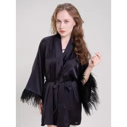Mysthelle Black Self Design Relaxed Fit Robe and Belt (Set of 2) image 3