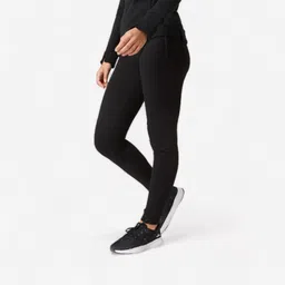 domyos Women's Trackpants Fleece Lined For Gym Slim Fit 510-Black-picture-21