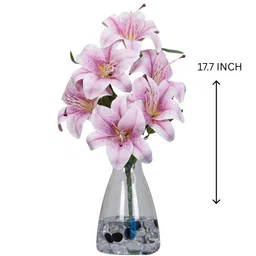 casacraft from pepperfry Elegant Artificial Purple Lily Flower Bunch Real Touch Decorative Bouquet For Home & Events (Purple) image 2