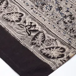 Taavi Black & Beige Ethnic Motifs Printed Pure Cotton Kalamkari Dupatta image 3