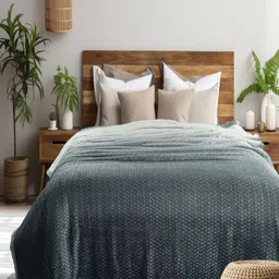 GAPU & BALY Grey & Blue Striped Microfiber 300 GSM AC Room Single Bed Blanket-picture-40
