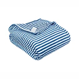 bsb home Blue & White Striped Fleece AC Room 300 GSM Single Bed Blanket-picture-21