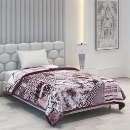 Monte Carlo Purple & White Geometric Heavy Winter Single Bed Blanket-image-75