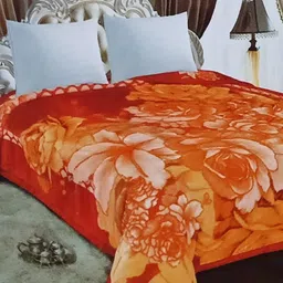 Signature Orange Floral Microfiber Heavy Winter Double Bed Blanket-image-6
