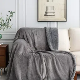 bsb home Grey & Grey Heavy Winter 500 GSM Double Bed Blanket image 1