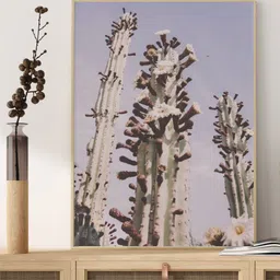 INDIAN CLASSIC ART Purple & White Blooming Cactus Desert Plant Wall Art-picture-26