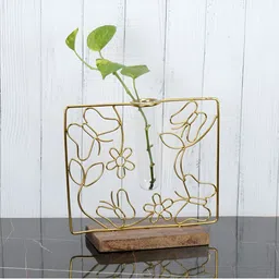 Maison Modern Gold toned & Brown Metal Test Tube Bud Planter Vase-image-46