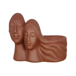 LASAKI Brown Textured Ceramic Couple Planter-picture-33
