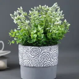 TAYHAA Grey & White Rose Texture Ceramic Indoor Planter-picture-15