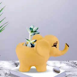 LASAKI Yellow Ceramic Elephant Shape Planter-image-26