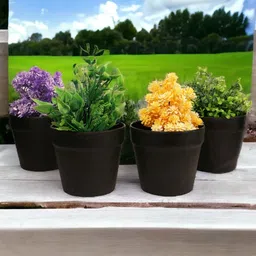 CHOCOZONE 6-Pieces Black Flower Planters image 5