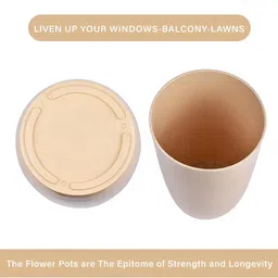 Kuber Industries Marble Emerald Beige 6 Pieces Planters with Tray image 3