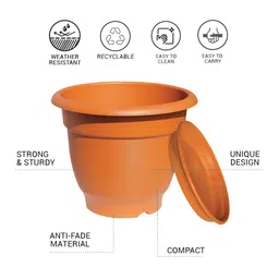 milton Blossom Mate 2 Plastic Pot with Tray Set of 6 Terracotta Brown image 3