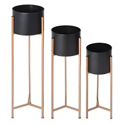 Kuber Industries Black 3 Pcs Metal Planter with Stand image 3