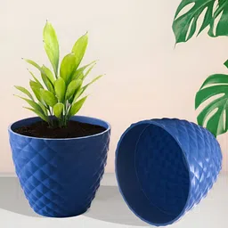 Kuber Industries Blue & Yellow 12 Pieces Textured Planters image 5