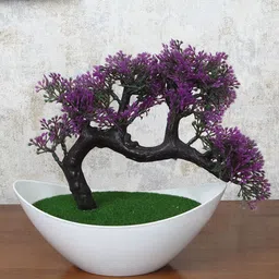 FOLIYAJ Purple Faux Bonsai Plant With Pot-picture-2