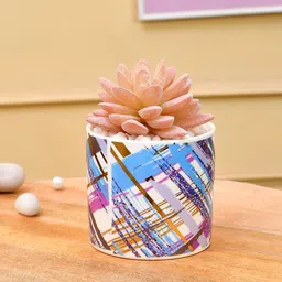 TAYHAA White & Purple Sucullent Artificial Plant With Pot-picture-43