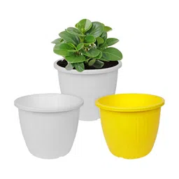 Kuber Industries Yellow & White 3 Pieces Duro Flower Planters-picture-15