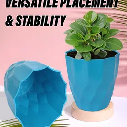Kuber Industries Blue 3 Pcs Textured Planters image 2