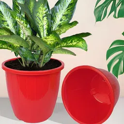 Kuber Industries Red 4 Pieces Textured Duro Flower Planters image 4