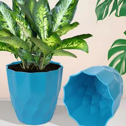 Kuber Industries Blue 3 Pcs Textured Planters image 4