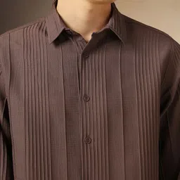 Dennis Lingo Men Classic Relaxed Fit Textured Spread Collar Casual Shirt image 4