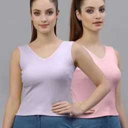 Friskers Pack of 2 Sleeveless Cotton Tops image 1