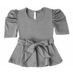 Hunny Bunny Kids Girls Grey Puff Sleeve Peplum Top-picture-55