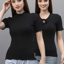 Friskers Black Tie-Up Neck Organic Cotton Top-image-54