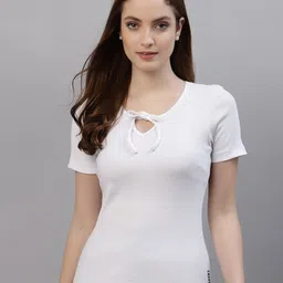 Friskers Pack Of 2 White Solid Fitted Tops image 3