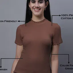 FBAR Pack Of 2 High Neck Bio Washed Pure Cotton Ribbed Tops image 2