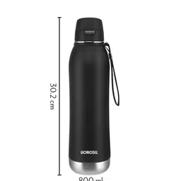 BOROSIL Rivera Black Vacuum Insulated Flask Water Bottle 800ml image 4