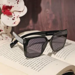 LULU & SKY Women Square Sunglasses A7033-BLACK GREY image 1