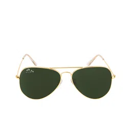 AISLIN Unisex Green & Gold-Toned Full Rim Aviator Sunglasses image 4