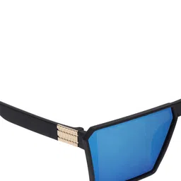GARTH Unisex Blue Lens & Black Square Sunglasses with UV Protected Lens image 2