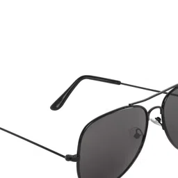 GARTH Unisex Grey Lens & Black Aviator Sunglasses with UV Protected Lens image 3