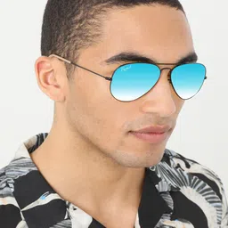 RESIST EYEWEAR Unisex Blue Lens & Black Aviator Sunglasses with UV Protected Lens image 2