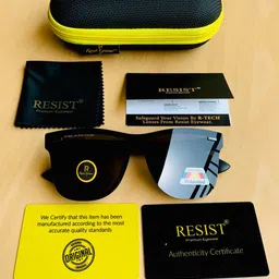 RESIST EYEWEAR Unisex Blue Lens & Black Aviator Sunglasses with UV Protected Lens image 5