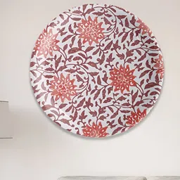 nestroots White & Brown Floral Printed Wall Plate-picture-34