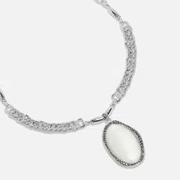 SOHI Silver Plated Stone Studded Necklace image 3