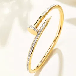 MYKI Women Pack Of 3 Cubic Zirconia Silver-Plated Kada Bracelet-image-18