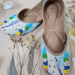 Fulkari Embellished Leather Mojaris image 1