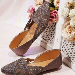 JM Looks Embellished Pointed Toe Ballerinas-picture-0