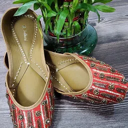 Fulkari Women Printed Ethnic Ballerinas Flats-image-10