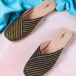 Shezone Women Striped Mules Flats-picture-38